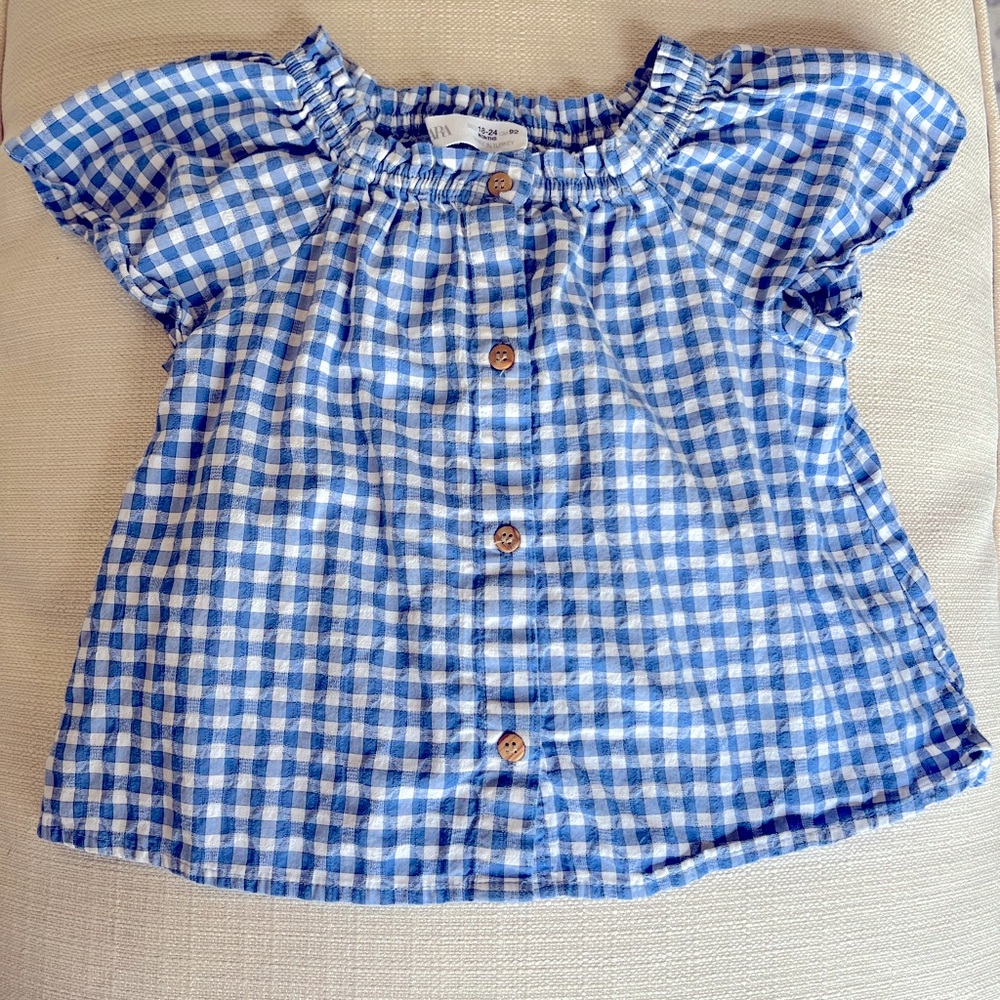 Zara blue gingham shirt. 18-24 months